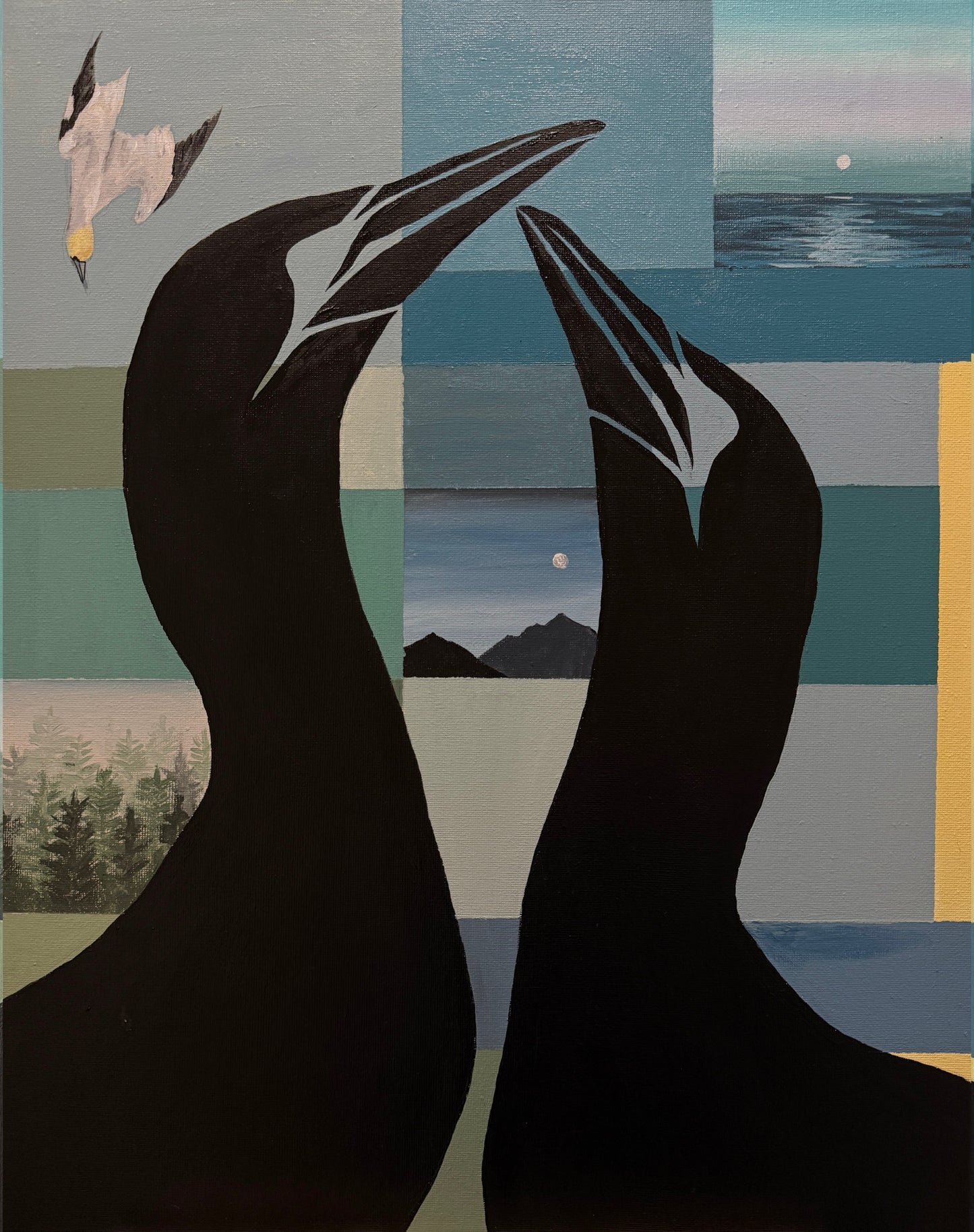 40x50 | Súlur Abstrakt Blátt