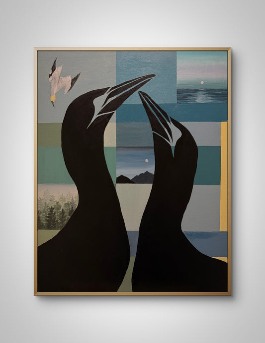 40x50 | Súlur Abstrakt Blátt